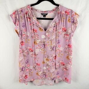 Buffalo David Bitton Women's Floral‎ Pink Blouse Small Boho Spring Coquette